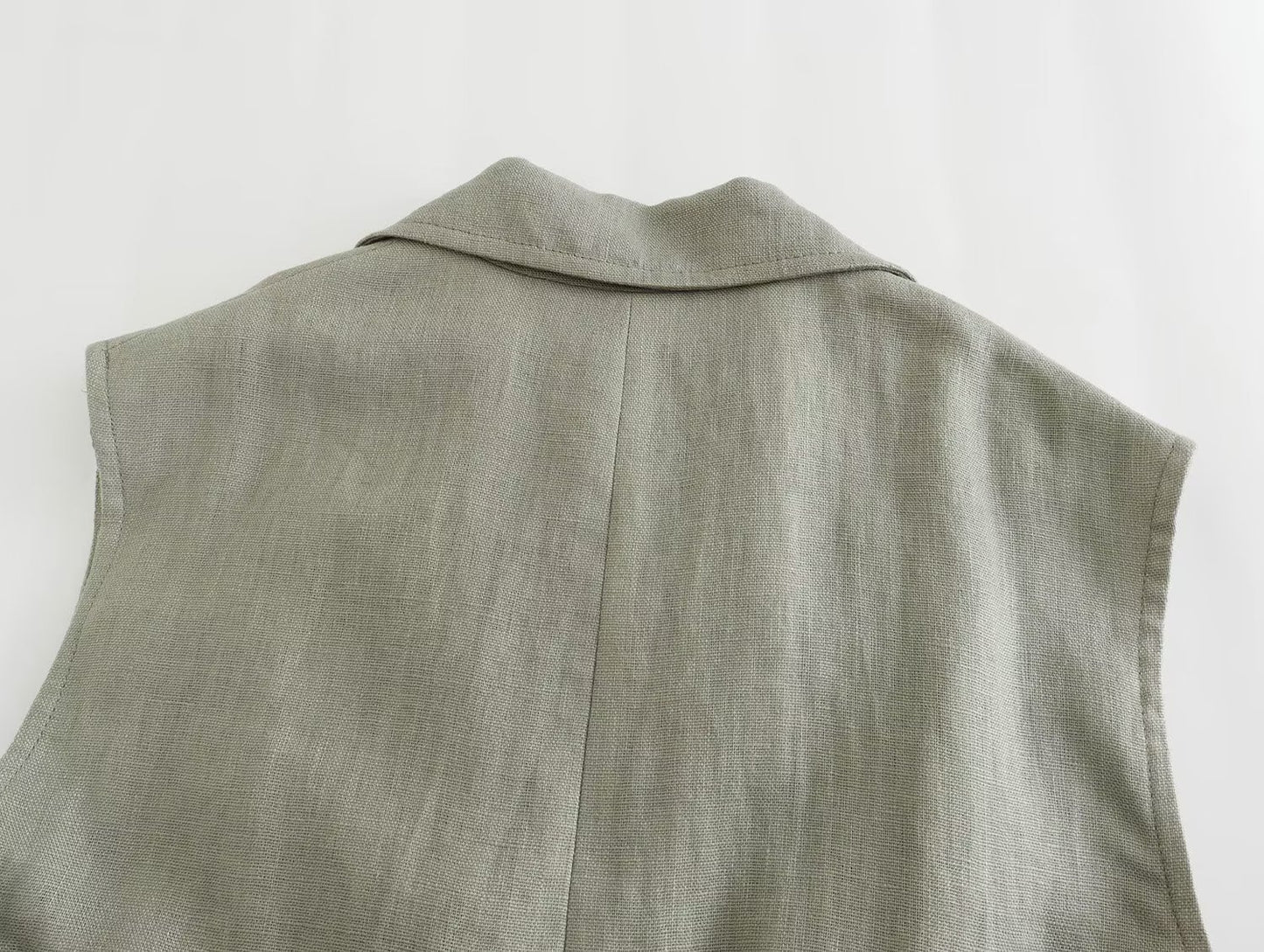 Women's Clothing With Belt Linen Vest Suit