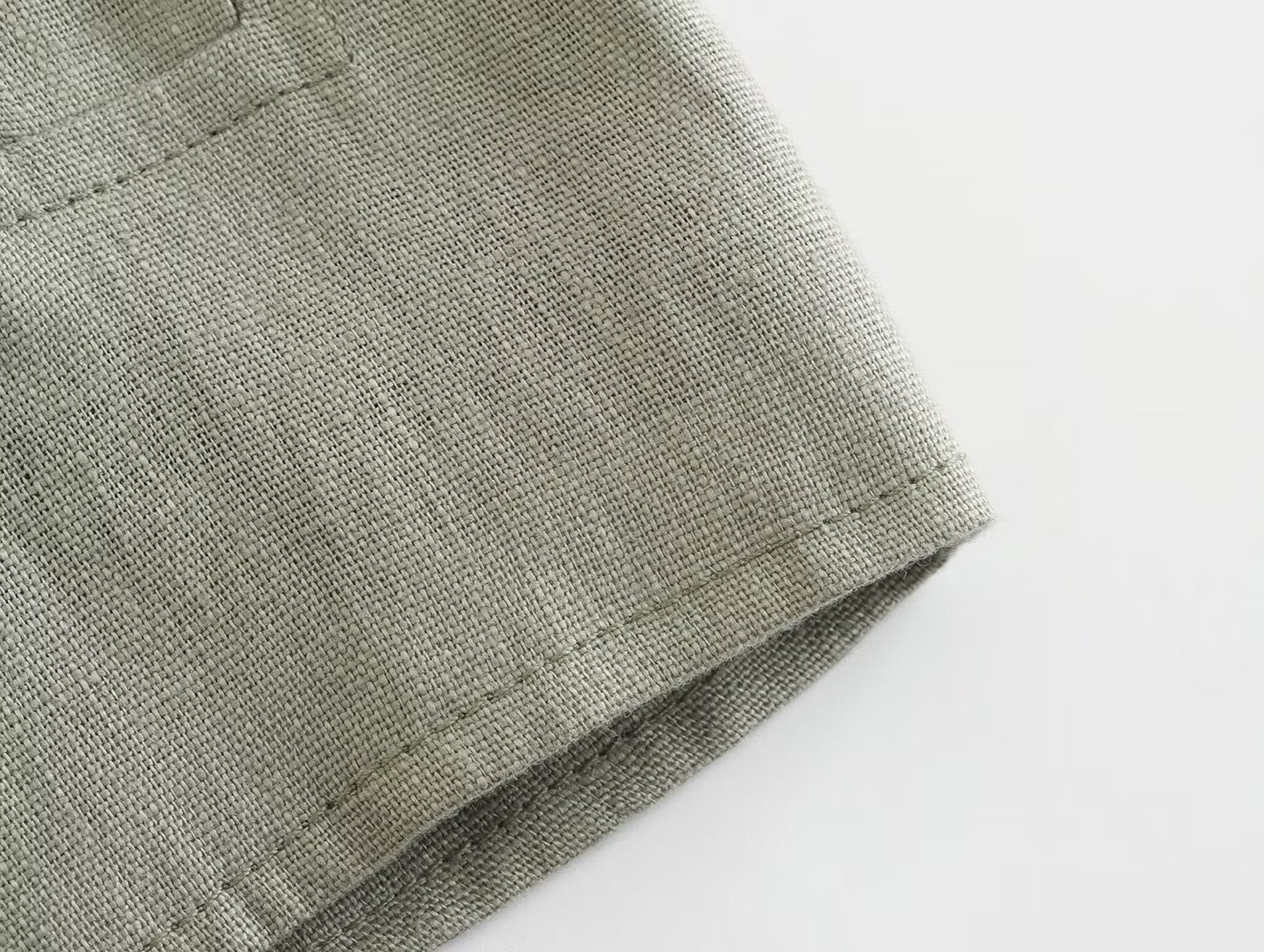 Women's Clothing With Belt Linen Vest Suit