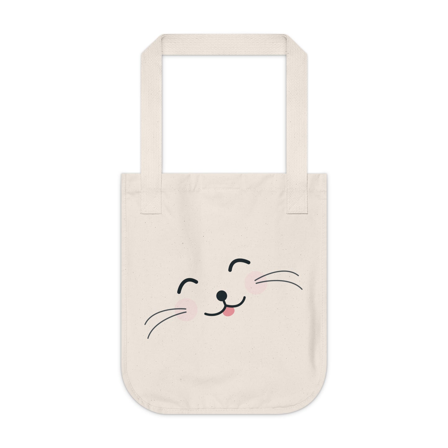 Cute Cat Print Organic Canvas Tote Bag, Eco-Friendly Bag, Shopping Bag, Gift for Cat Lovers, Reusable Beach Bag